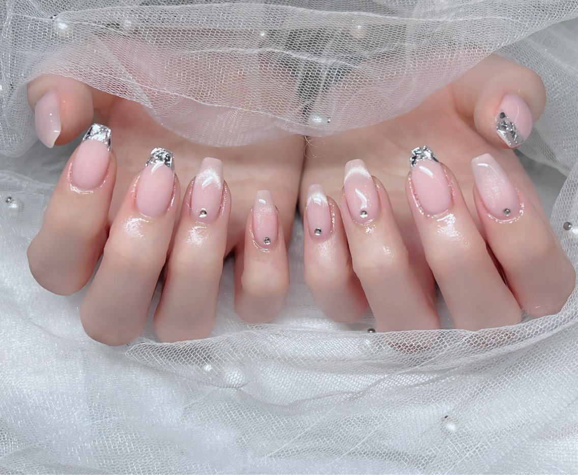 ネイル ハンドネイル 🎀PG🩵 ネイルサロンのネイルデザイン