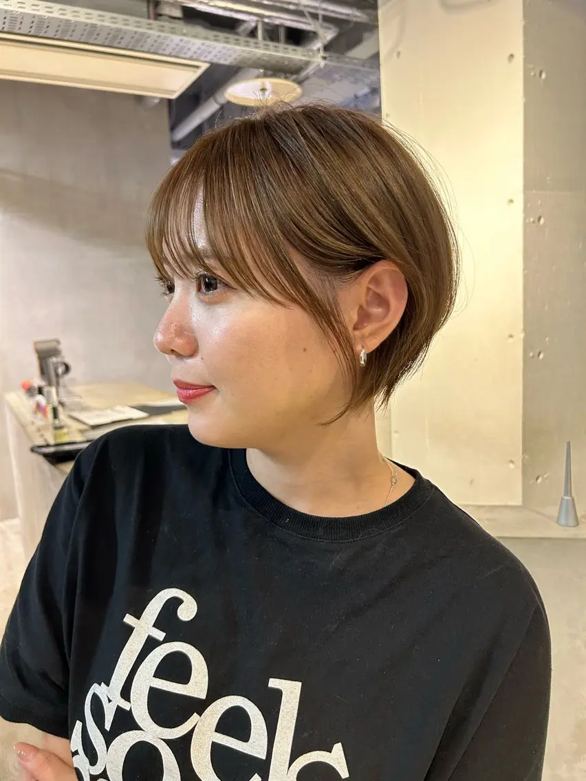 ショート 丸みショート ショートヘア 🌷モア 🌷暖色カラー・ボブのヘアスタイル