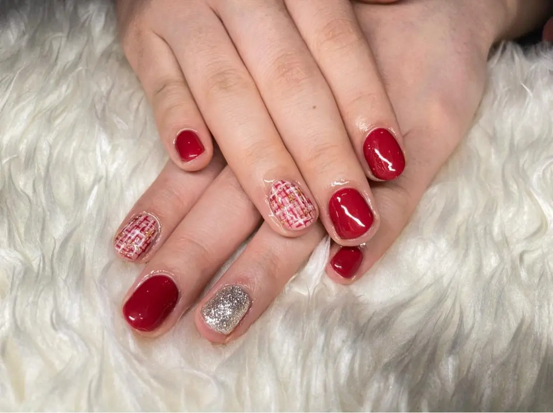 ネイル ジェルネイル ニュアンスネイル パラジェル ツイードネイル 冬ネイル Nail&eye Belire 新宿のネイルデザイン