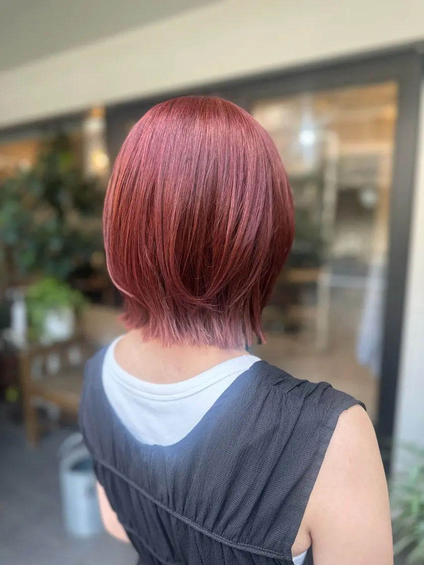ミディアム カラー ブリーチ ダブルカラー ブリーチなしカラー ピンクカラー ✂︎岡根 京花✂︎のヘアスタイル