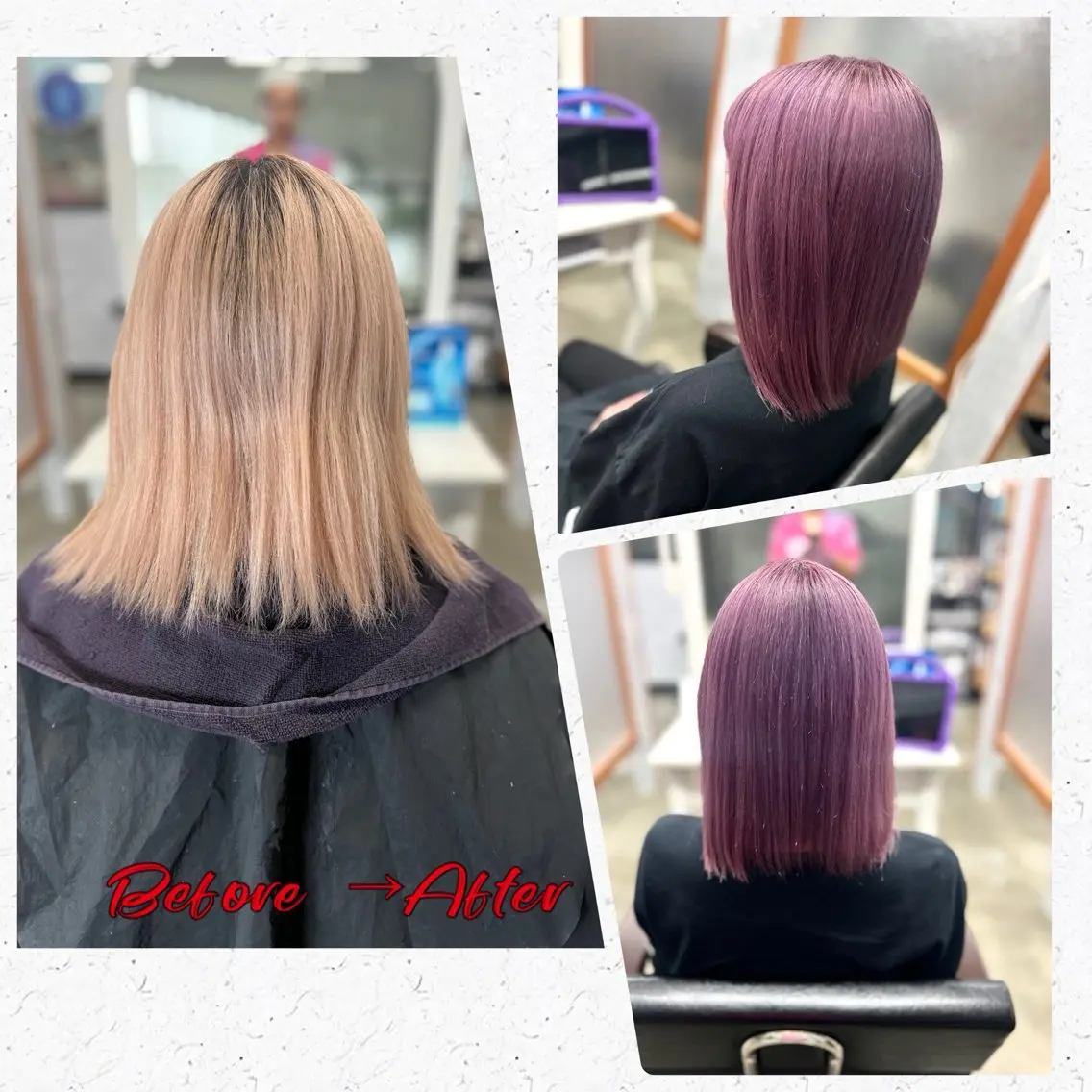 ミディアム カラー ブリーチ ピンクカラー ピンクパープル パープルカラー ヘアカラー Style Tのヘアスタイル