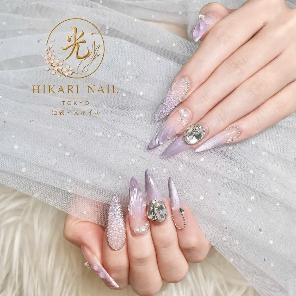ネイル チークネイル 長さ出し フレンチネイル ガーリー ハート ハンドネイル HikariNail Ikebukuroのネイルデザイン