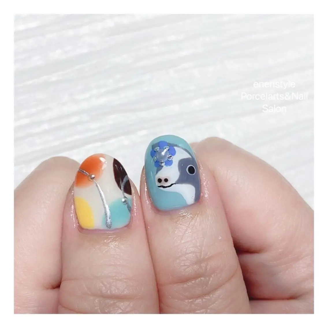 ミディアム ネイル ハンドネイル 🐾enen style 🐾のネイルデザイン