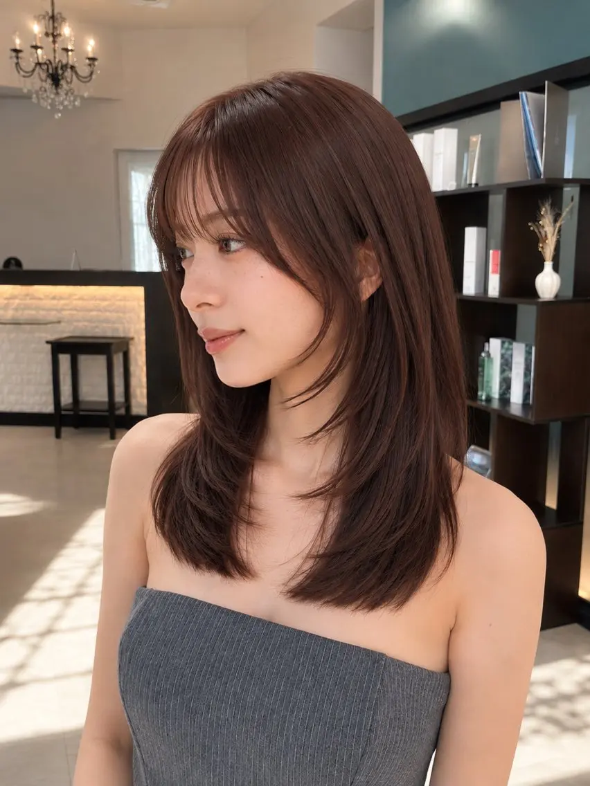 ミディアム カット トリートメント オリーブカラー/ レイヤー特化/みづきのヘアスタイル