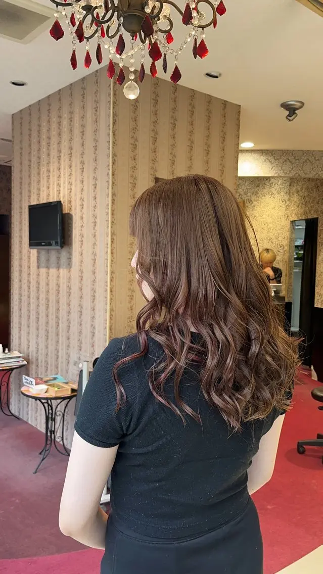 セミロング カラー ベージュカラー ブリーチ ピンクカラー ピンクベージュ 縮毛/髪質改善 上野颯太のヘアスタイル
