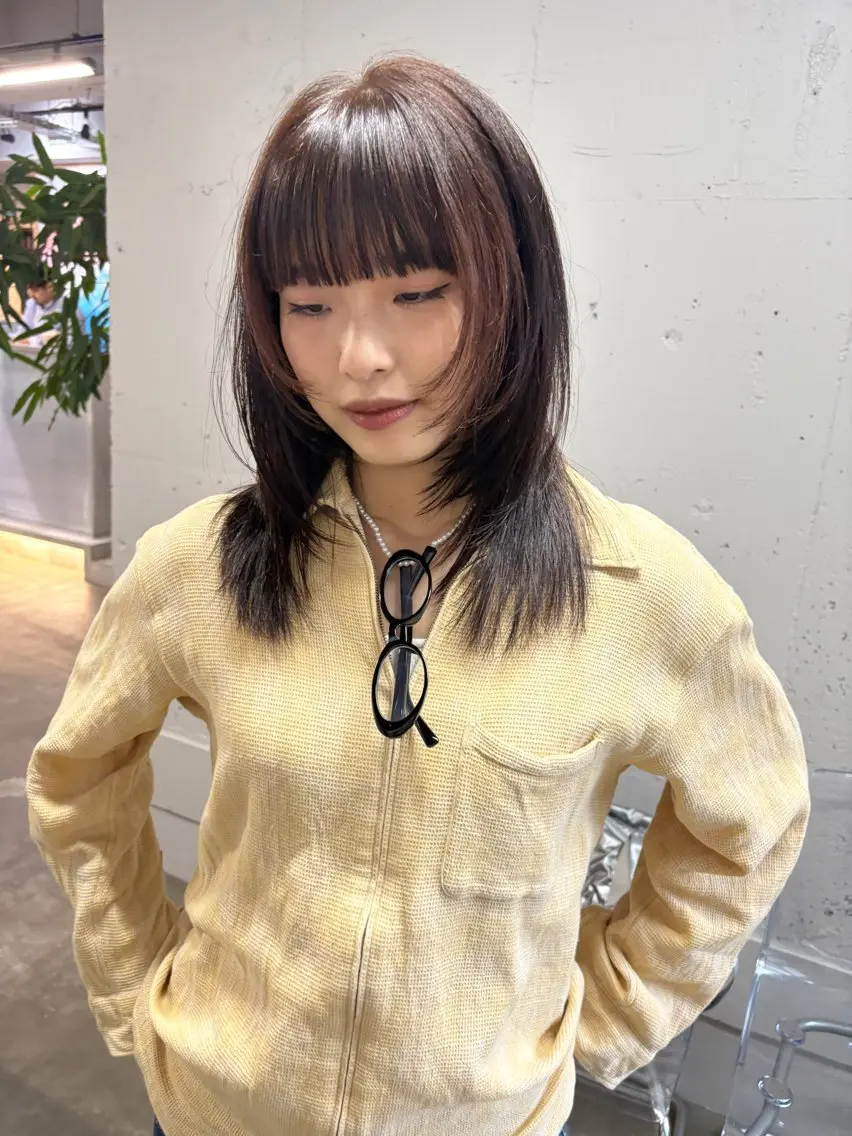 セミロング ハッシュカット🎀 レイヤーカットのヘアスタイル