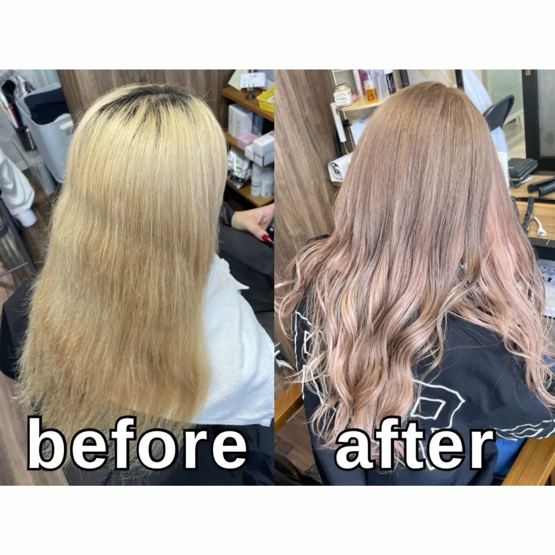 ロング カラー グレージュ インナーカラー ピンクカラー カット ヘアカラー トリートメント Lull1人美容室 イージーパーマのヘアスタイル