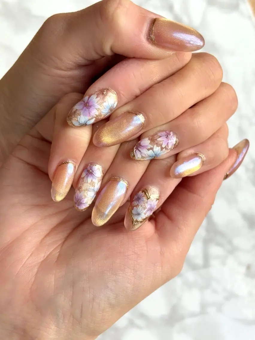 ネイル フラワーネイル バレンタイン ハンドネイル nail salon アルストロメリアのネイルデザイン