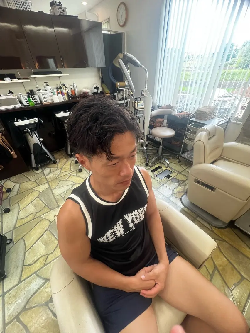 パーマ メンズ カット パーマ トリートメント 👑縦落ちパーマ番長 💎Shoki/生駒のヘアスタイル