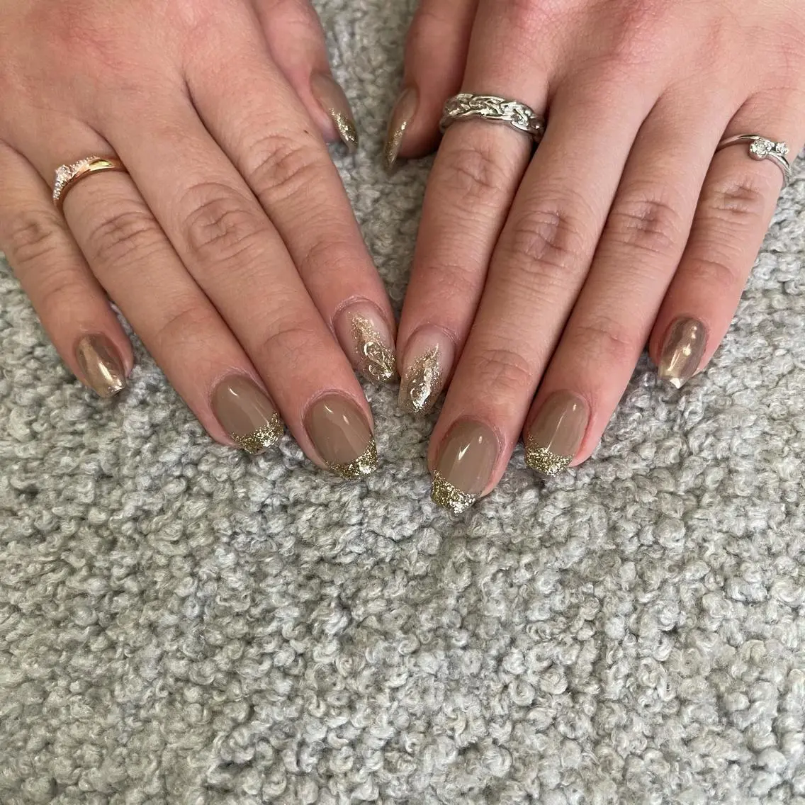 ネイル アートネイル ブラウン フットネイル フレンチネイル ジェルネイル Nail Salon ECLAREのネイルデザイン