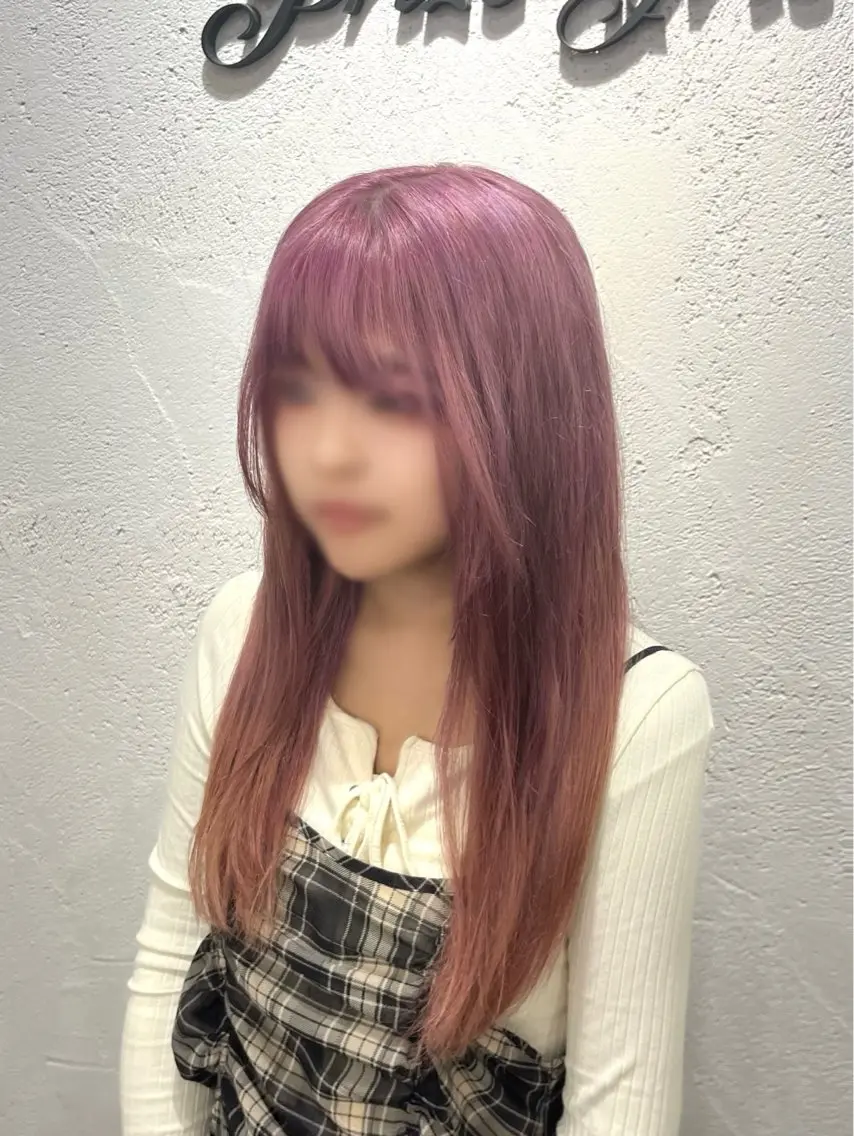 ロング カラー ベージュカラー ピンクカラー ピンクベージュ ヘアカラー トリートメント ✨レイヤーハイトーン tomoko🦋✨のヘアスタイル