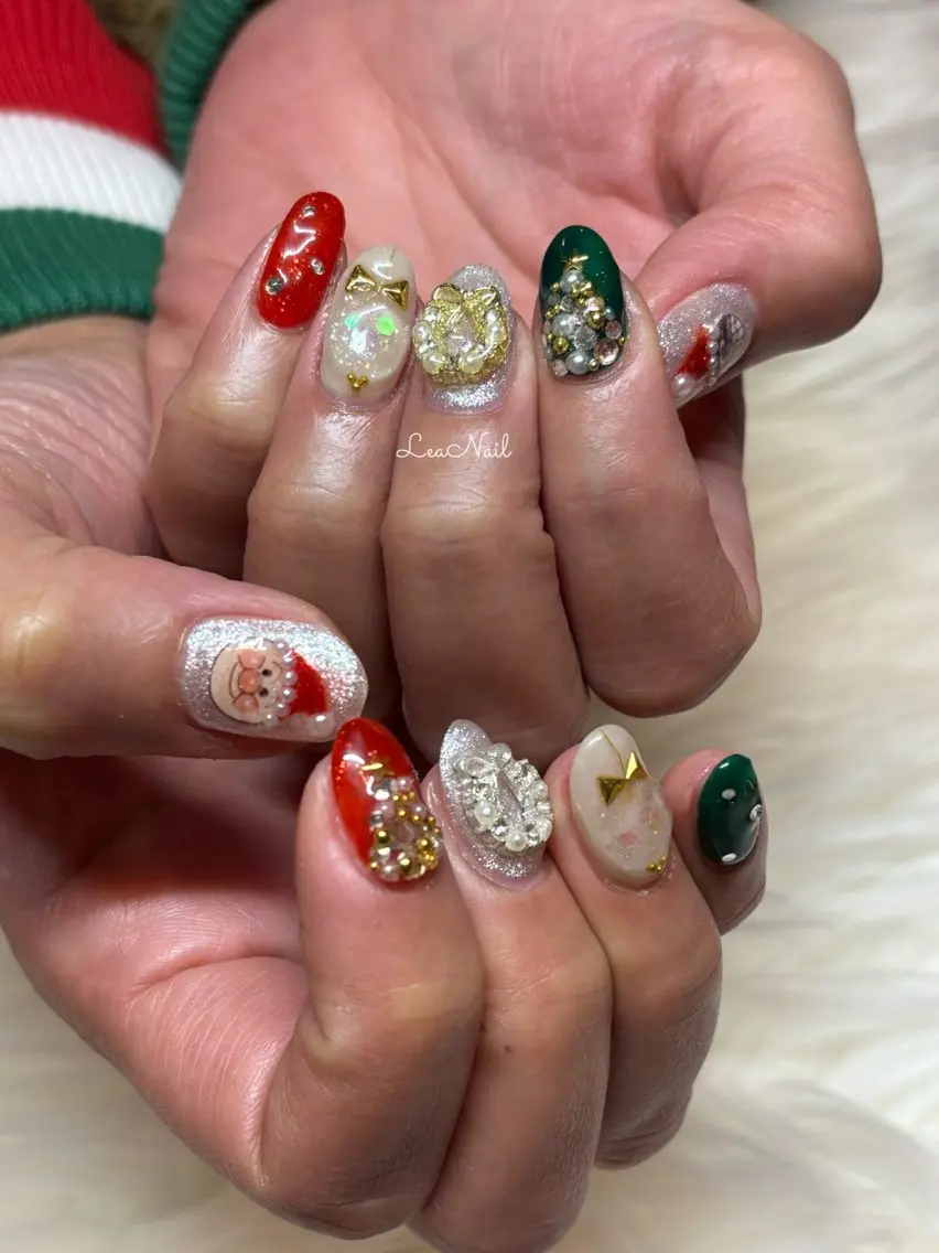 ネイル 持ち込み 冬ネイル クリスマス Lea Nailのネイルデザイン