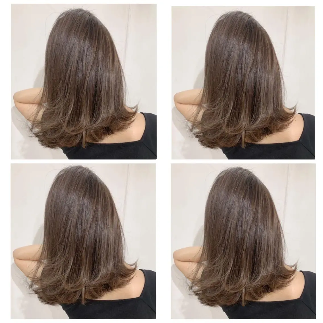 セミロング カラー アッシュ バレイヤージュ ブリーチ デザインカラー グレージュ カット ヘアカラー トリートメント 京都大人女性ショート 徒歩1分/秋山のヘアスタイル