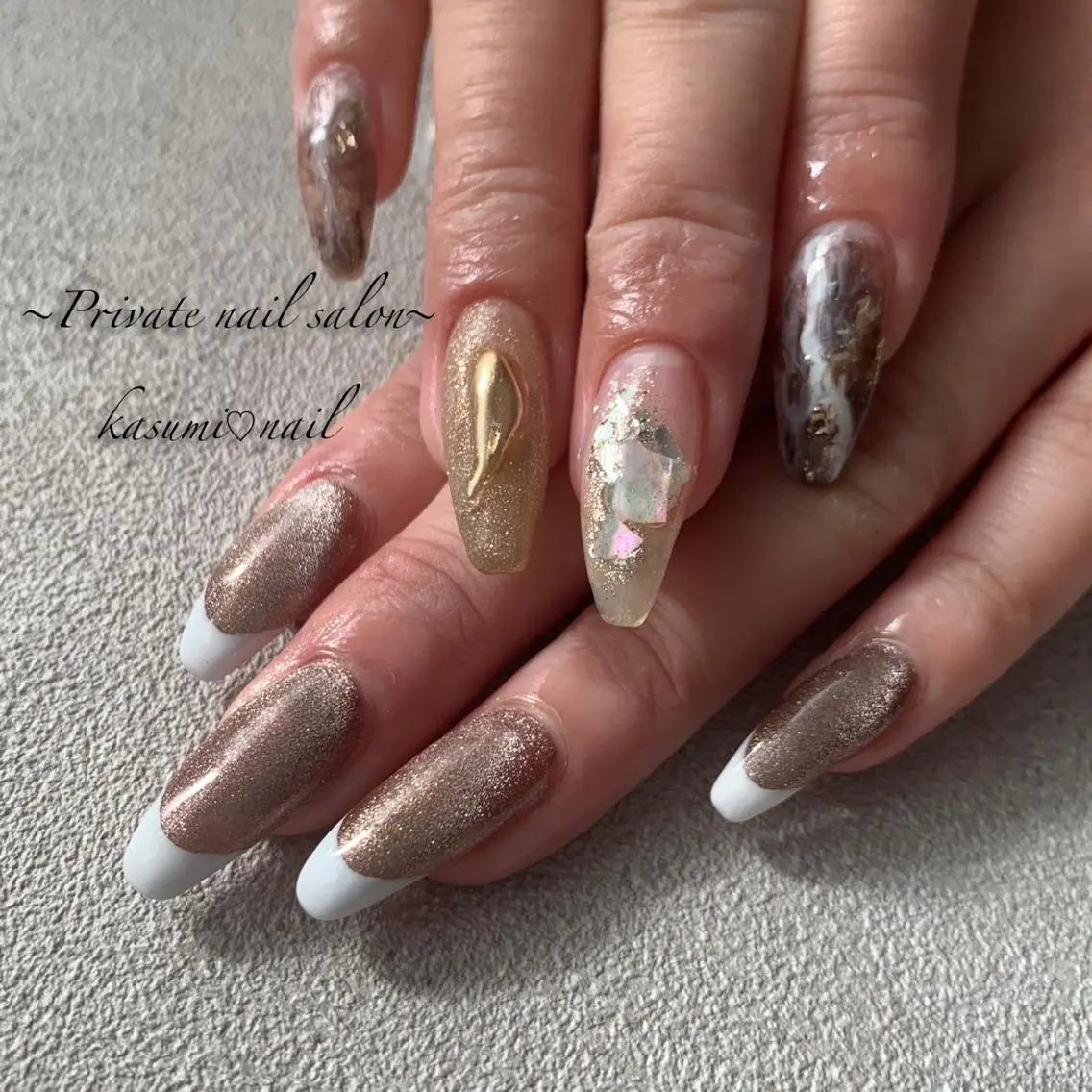 ネイル マグネットネイル ミラーネイル ニュアンスネイル 春ネイル KASUMI♡ Nailのネイルデザイン