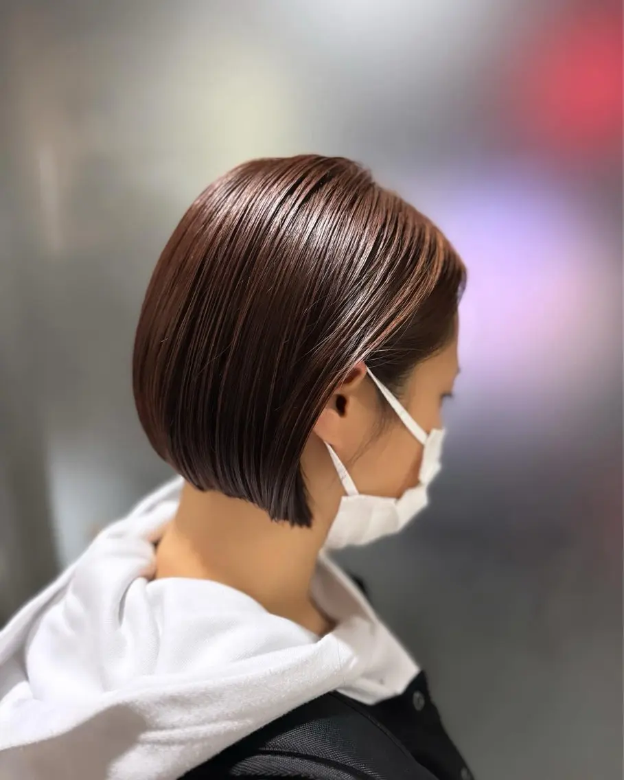 ショート カラー ピンクカラー ボブ カット 椎葉 祐也のヘアスタイル