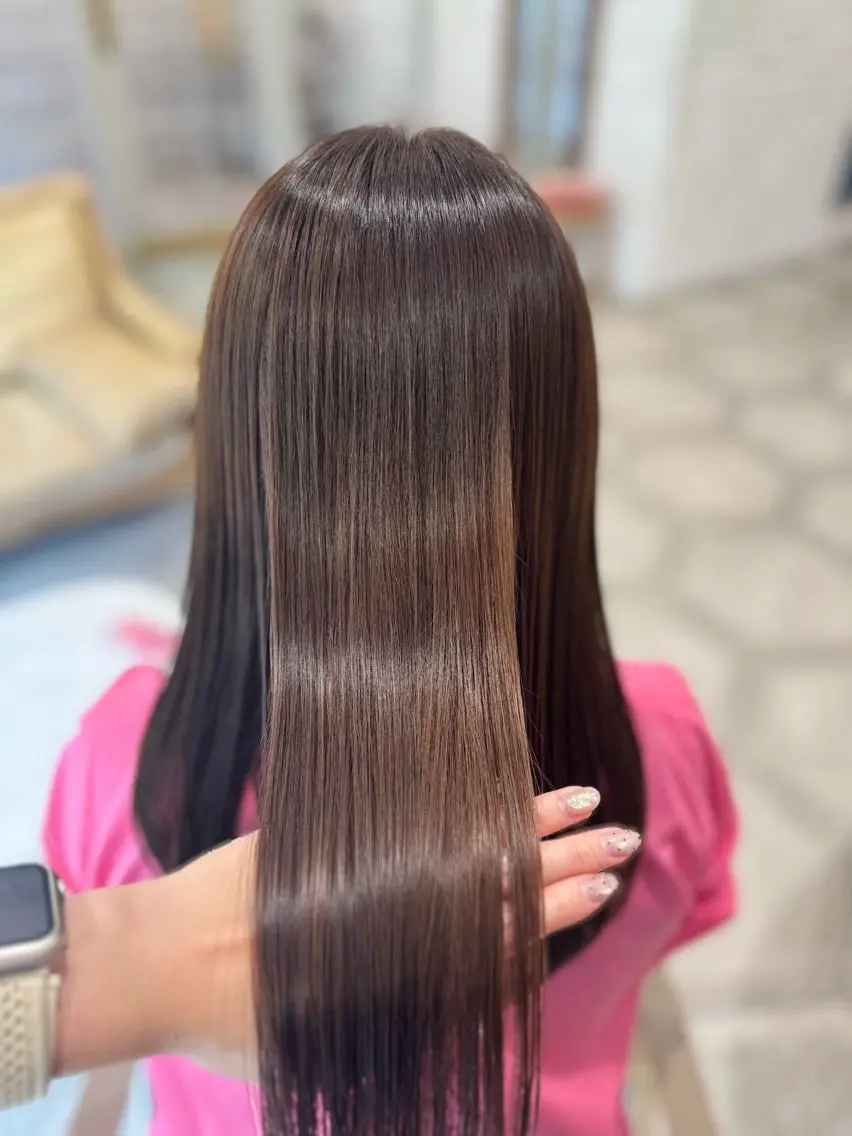 ロング 縮毛矯正 カット ヘアカラー 縮毛矯正 トリートメント 堀江美容室 千晶のヘアスタイル