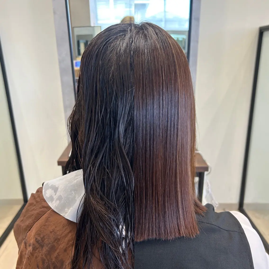 ミディアム カット 縮毛矯正 トリートメント 朝らくヘア×髪質改善 /ママ美容師 アヤノのヘアスタイル