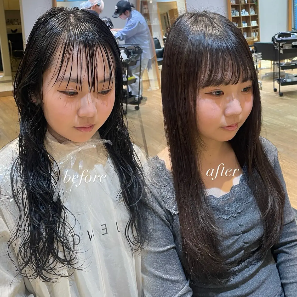 ロング パーマ ストレートパーマ カット 縮毛矯正 トリートメント 縮毛矯正/レイヤー 🌙児玉光瑠のヘアスタイル
