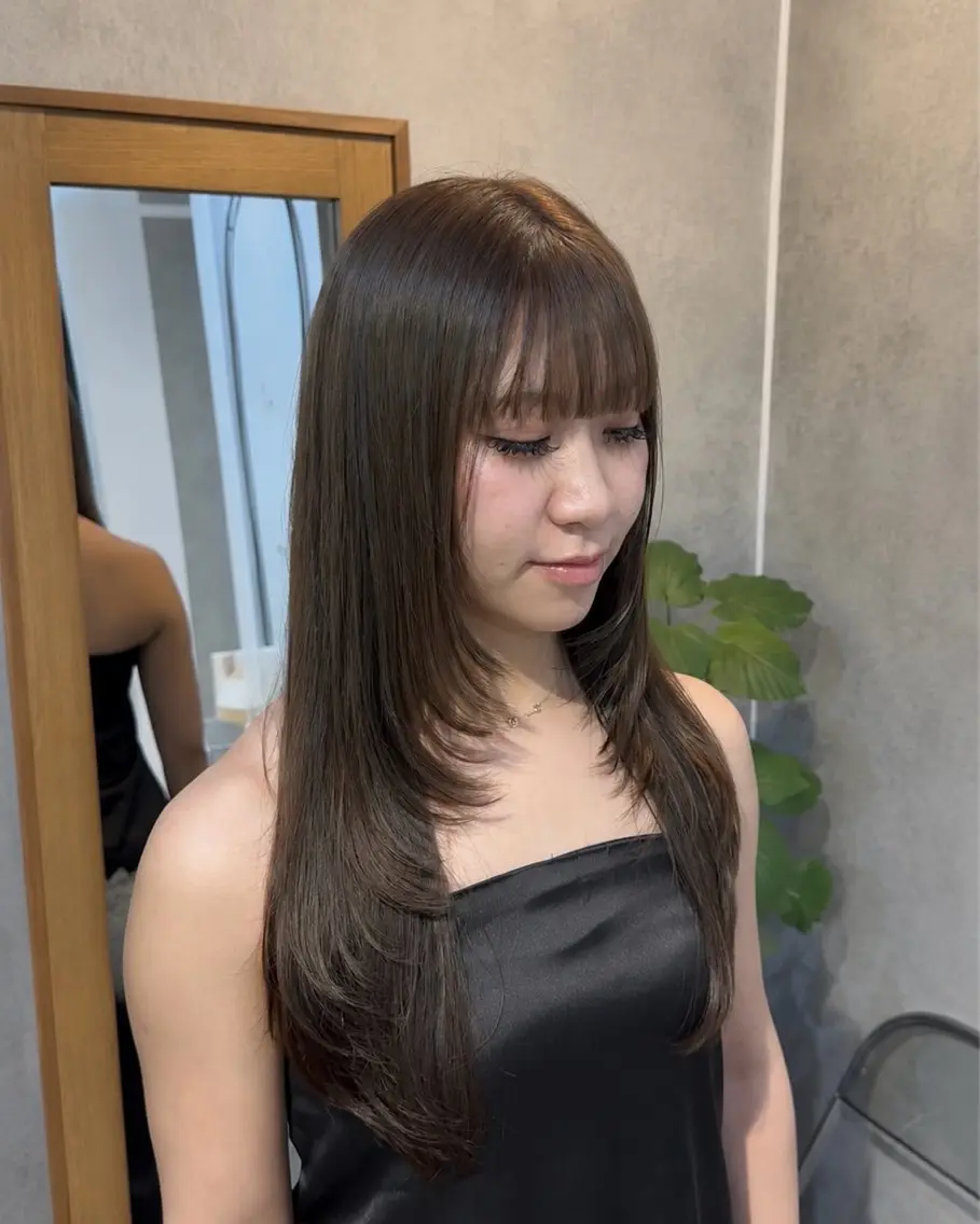 ロング カラー ヘアアレンジ タイトボブ個性派カラ ーAKANEのヘアスタイル