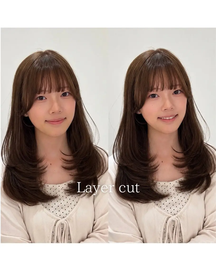 セミロング ハッシュカット 髪質改善 韓国風ヘア レイヤーカット カット 立川 🫧 ハッシュ ／レイヤーカット✨️のヘアスタイル