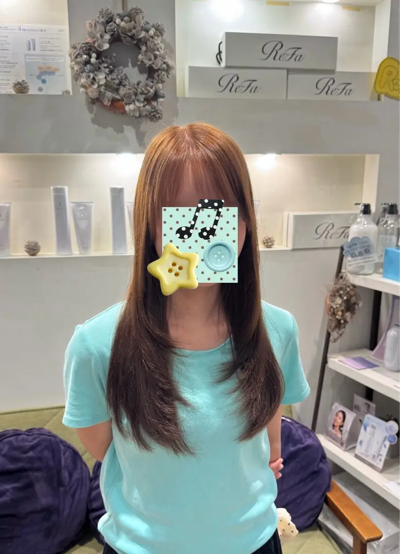 ロング カラー お団子ヘア レイヤーカット カット ヘアカラー 亀有✂️正路 彩夏のヘアスタイル