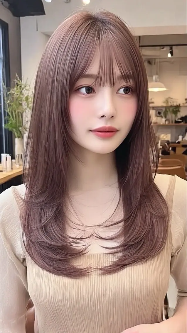 ロング カラー ヘアカラー 🍒モテ暖色カラー × うる艶✧ ゆなのヘアスタイル