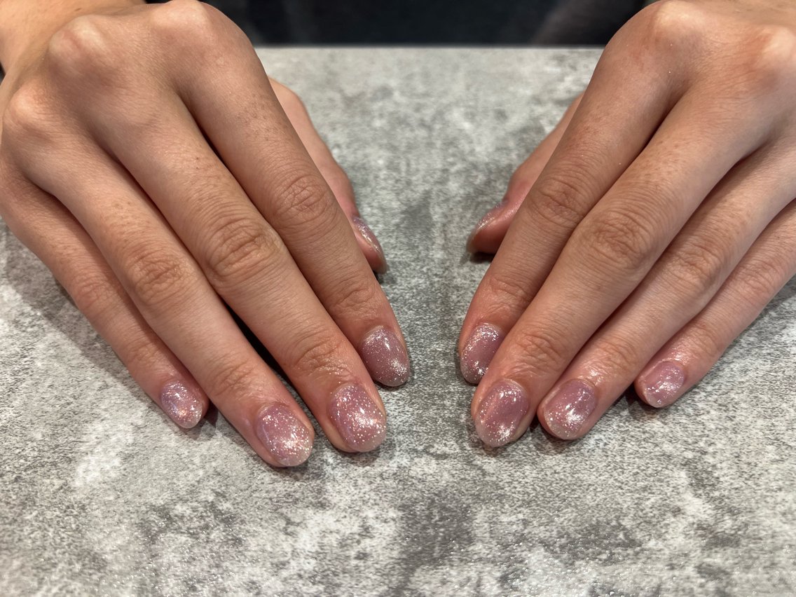 ネイル ブルー ラメ(グリッター) マグネットネイル マグネットワンカラー ワンカラーネイル Ne.nail Miyabiのネイルデザイン