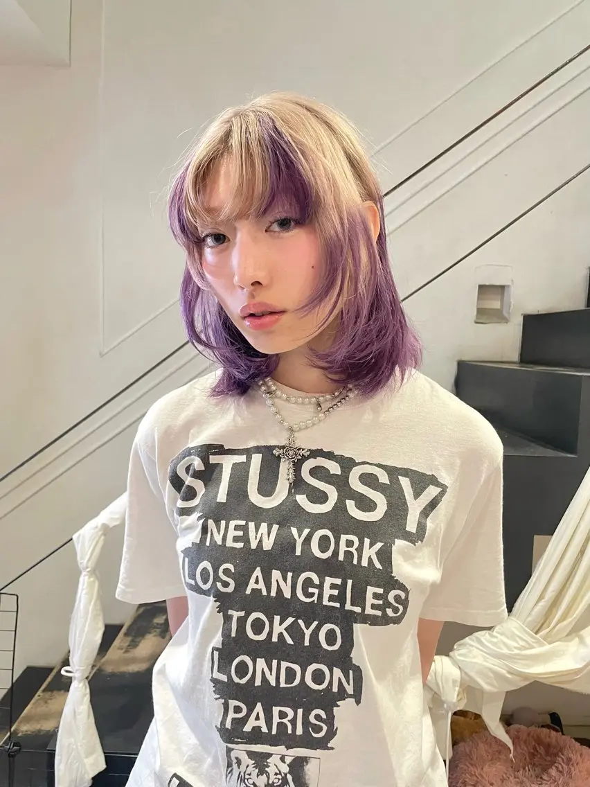 ミディアム カラー デザインカラー 似合わせカット nishiura nanasaのヘアスタイル