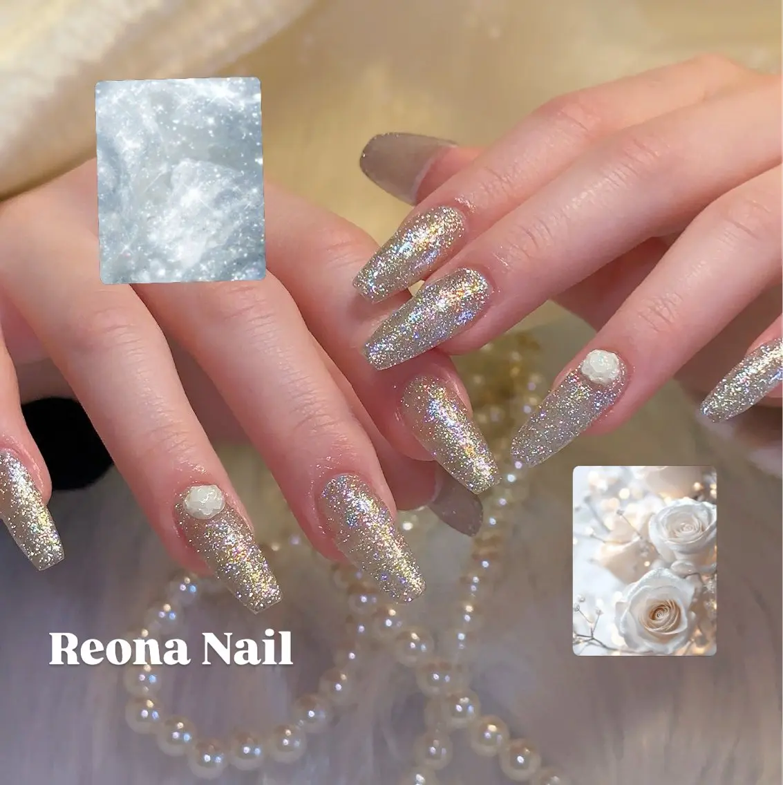 ネイル ジェルネイル ハート ロングネイル マグネットネイル ミラーネイル ハンドネイル Reona Nailのネイルデザイン