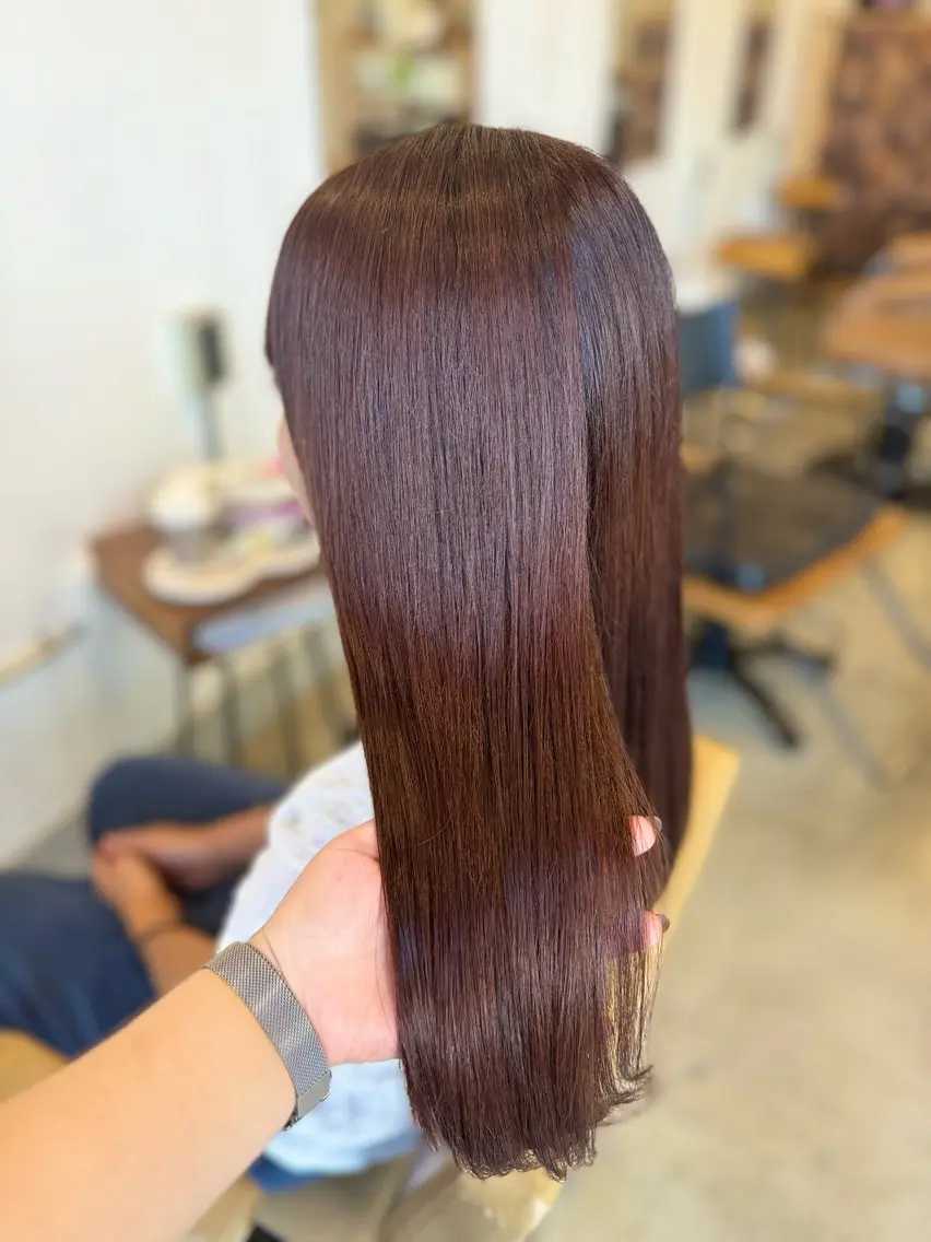 ロング カラー ヘアアレンジ ブラウンカラー オレンジ オレンジブラウン 瀬尾 亜沙美のヘアスタイル