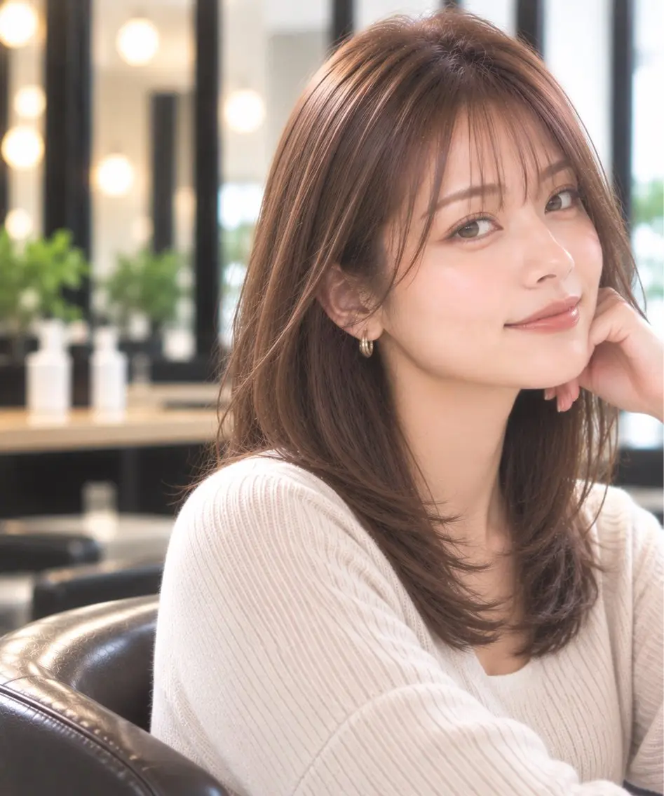 セミロング カット 縮毛矯正 トリートメント 西山竜一 /垢抜け大人髪のヘアスタイル