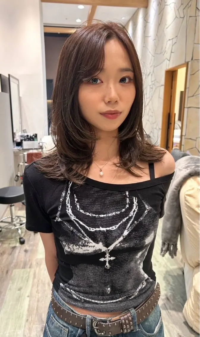 セミロング カラー レイヤーカット カット ヘアカラー トリートメント k-two☁あべの/ パーマ/Touaのヘアスタイル