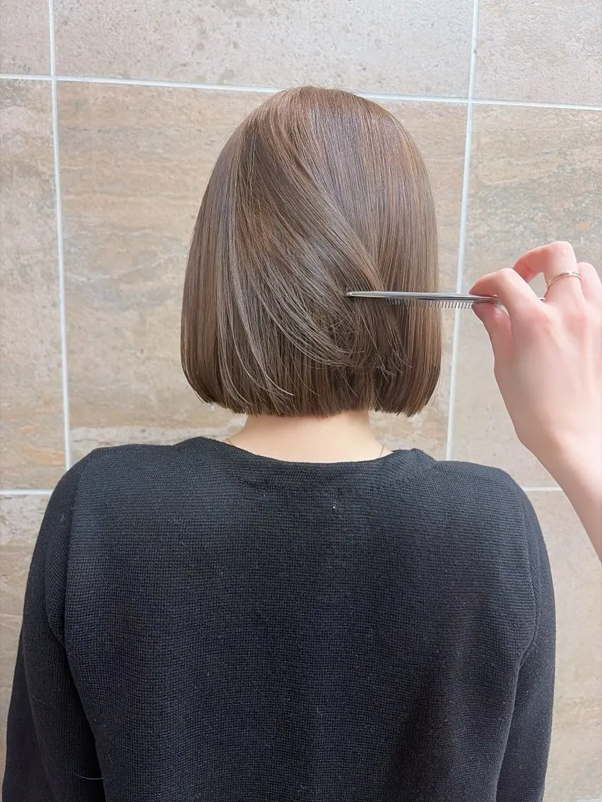 ミディアム カラー パーマ アッシュ ベージュカラー 《柔らかhair𓍯 》木村美姫のヘアスタイル