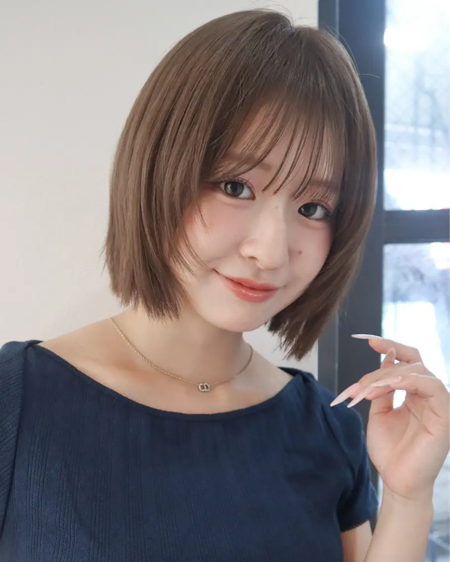 ミディアム カット saki🌱ぷつっと ボブ/透明感カラーのヘアスタイル