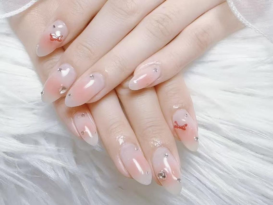 ネイル アートネイル フラッシュネイル フレンチネイル ジェルネイル ガラスフレンチ M2 BEAUTY Rikaのネイルデザイン