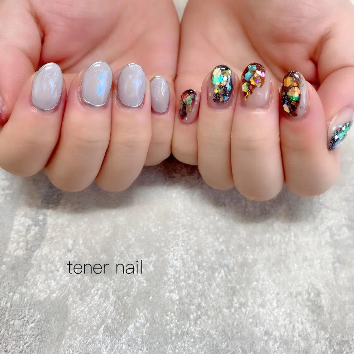 ネイル オーロラネイル キラキラネイル ニュアンスネイル テネルネイル tener nailのネイルデザイン