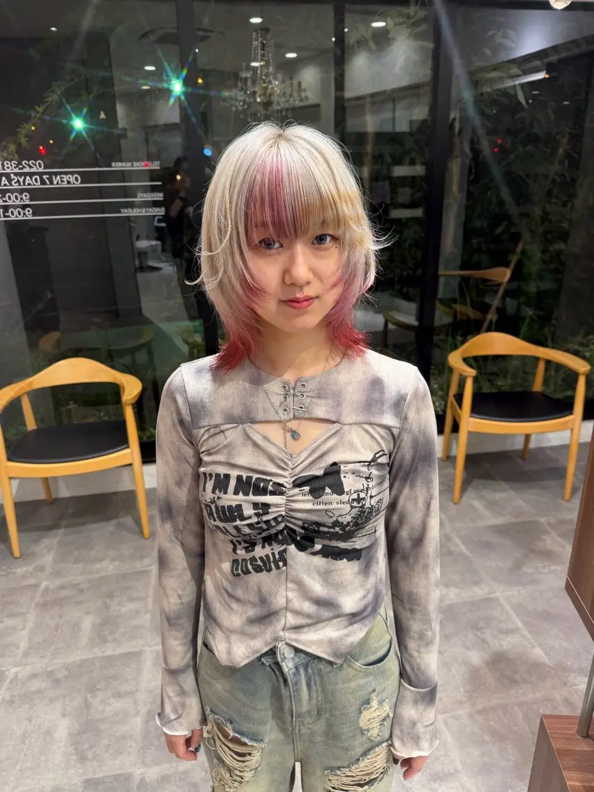 ミディアム ウルフカット 大野 智亜里のヘアスタイル