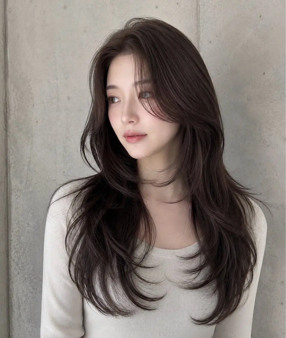 セミロング カラー ヘアアレンジ グレージュ くびれヘア 顔まわりレイヤー ハッシュカット 韓国風ヘア カット ヘアカラー トリートメント 🌫️大人韓国ヘア 🌫️naoyaのヘアスタイル