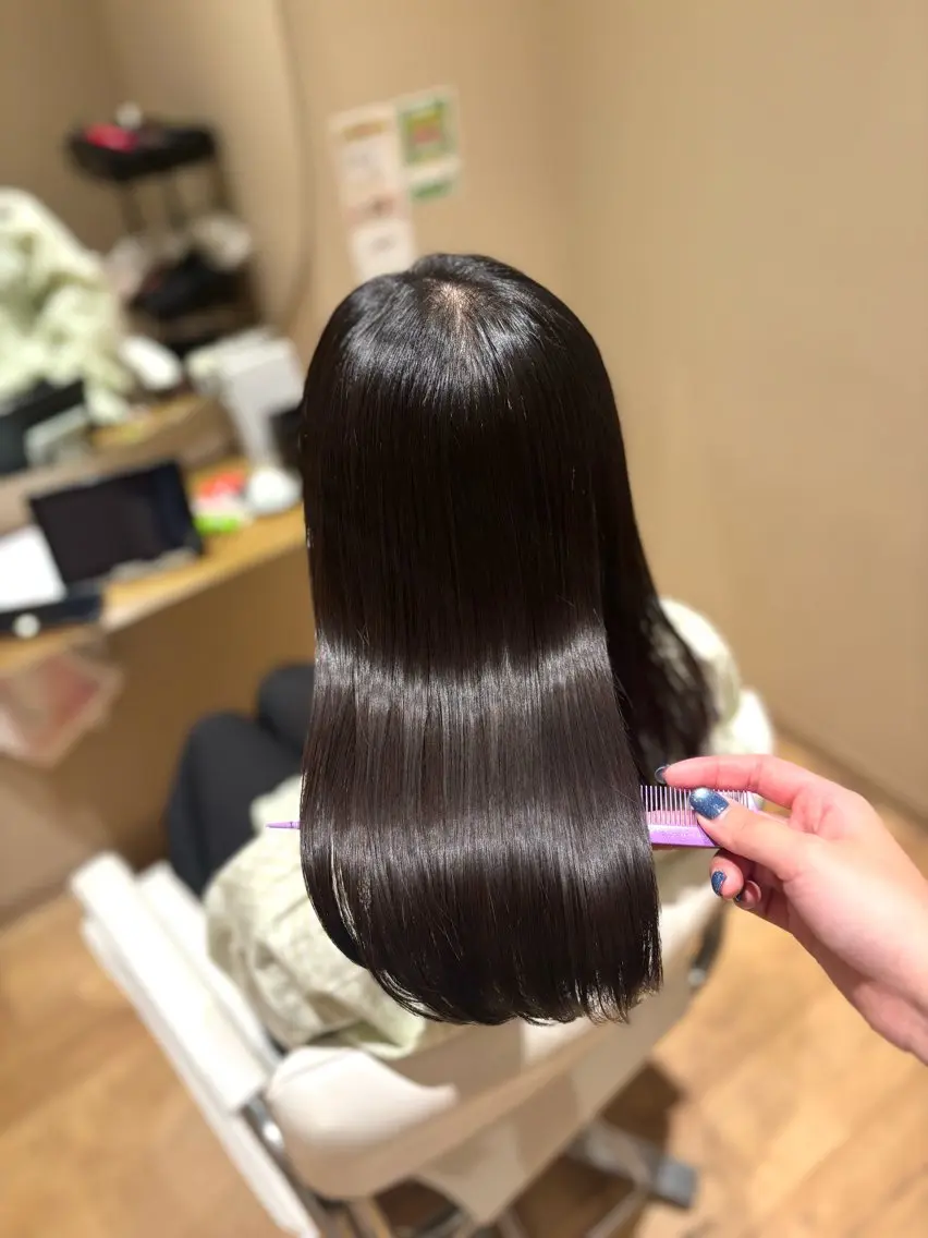 ロング 縮毛矯正 縮毛矯正 中島愛佳🐥⸒⸒ 縮毛矯正/艶髪カラーのヘアスタイル