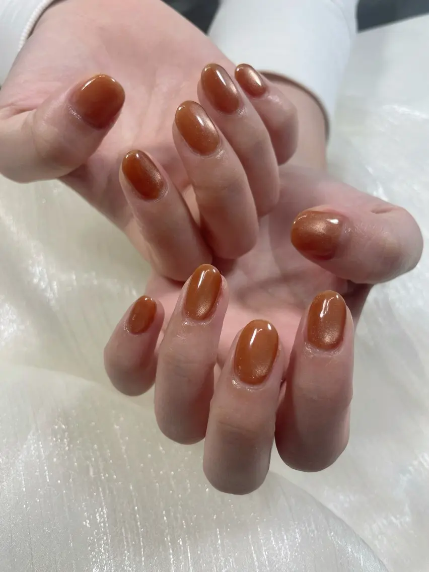 ネイル ブラウン ハンドネイル Knail COCOA🩵のネイルデザイン