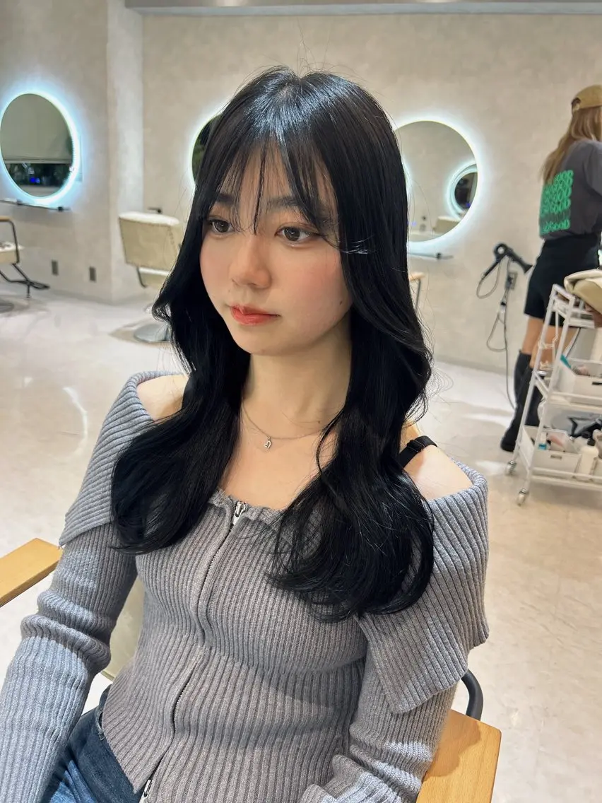セミロング カラー 韓国風×髪質改善 ゆりのヘアスタイル