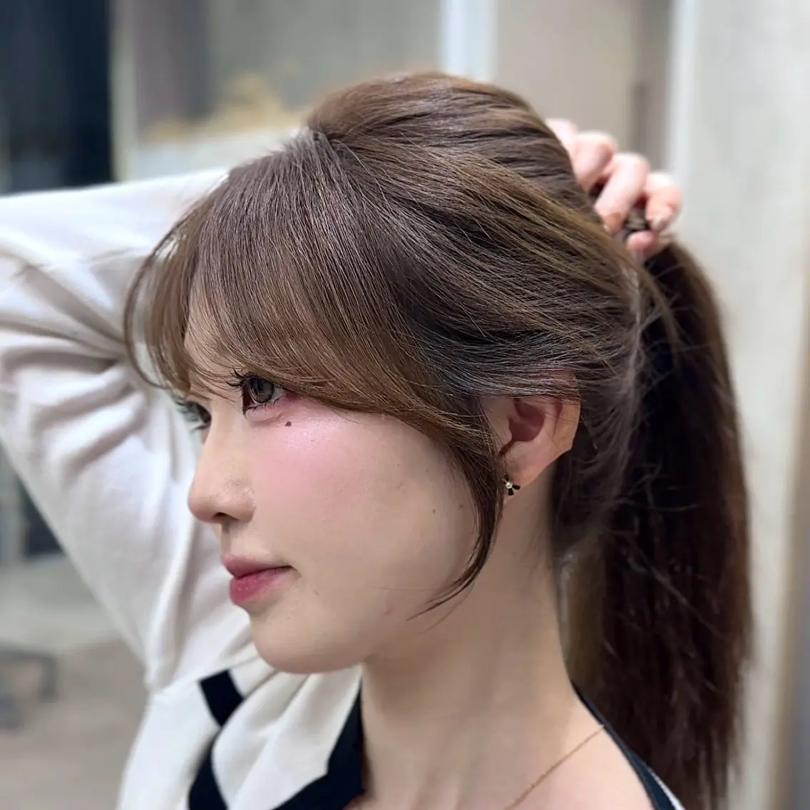 ロング カラー 顔周りカット セジュン 韓国レイヤー/顔周りのヘアスタイル