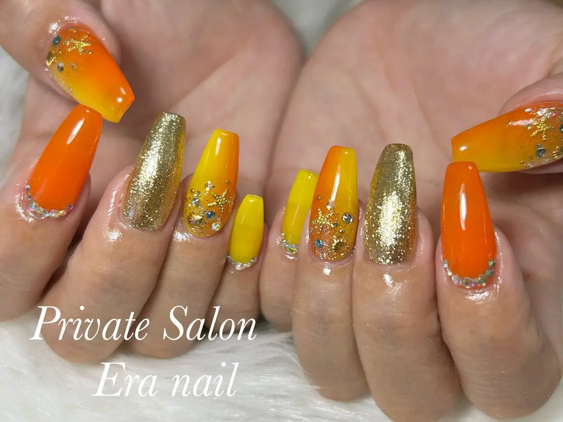 ネイル 持ち込み 夏ネイル ハンドネイル Era nailのネイルデザイン