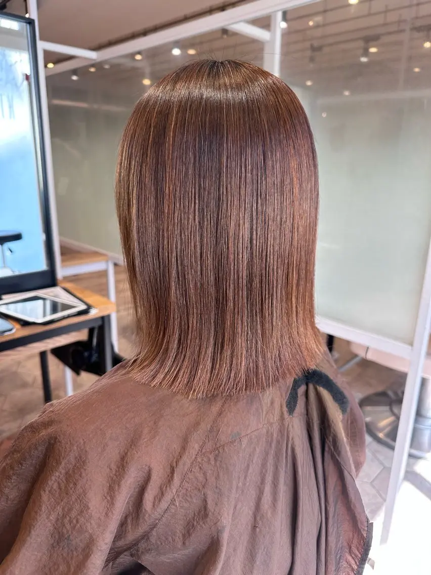 ミディアム 縮毛矯正 トリートメント センター南　髪質改善 大引　優のヘアスタイル