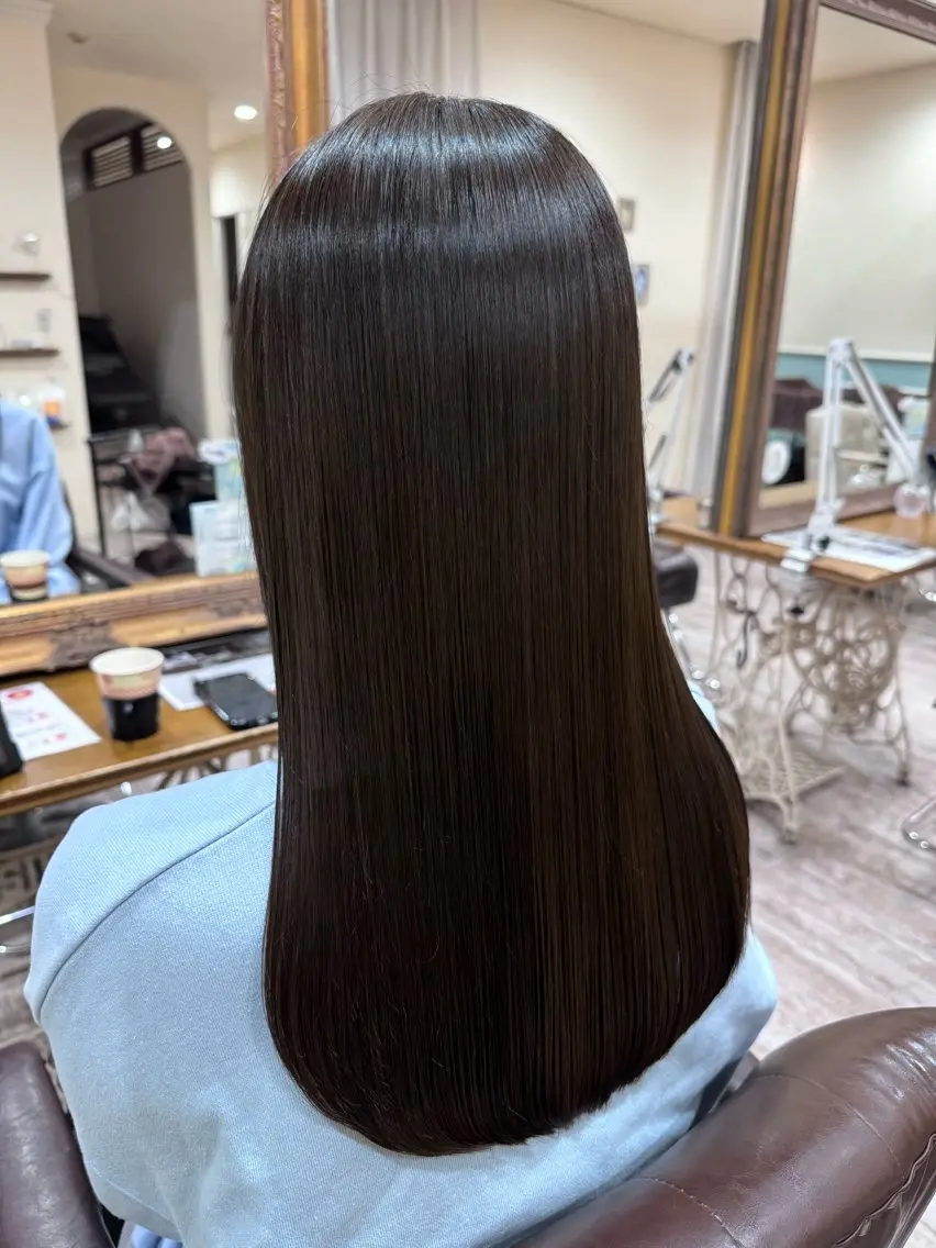 ロング カラー 髪質改善 レイヤーカット ロング カット ヘアカラー 縮毛矯正 トリートメント 新越谷noble店長 松本拓也▶◀*.のヘアスタイル