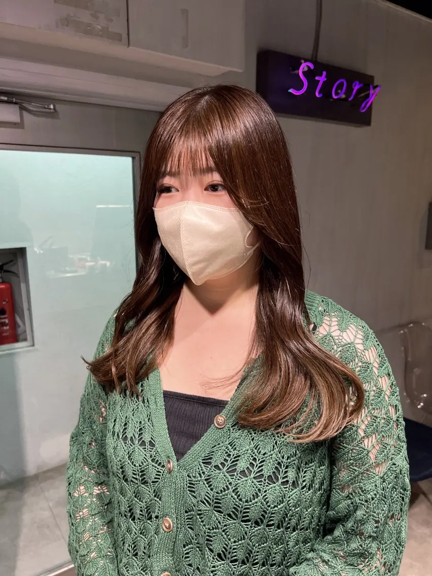 ロング カラー カット ヘアカラー NANAMI🩵 大人可愛い韓国ヘアのヘアスタイル