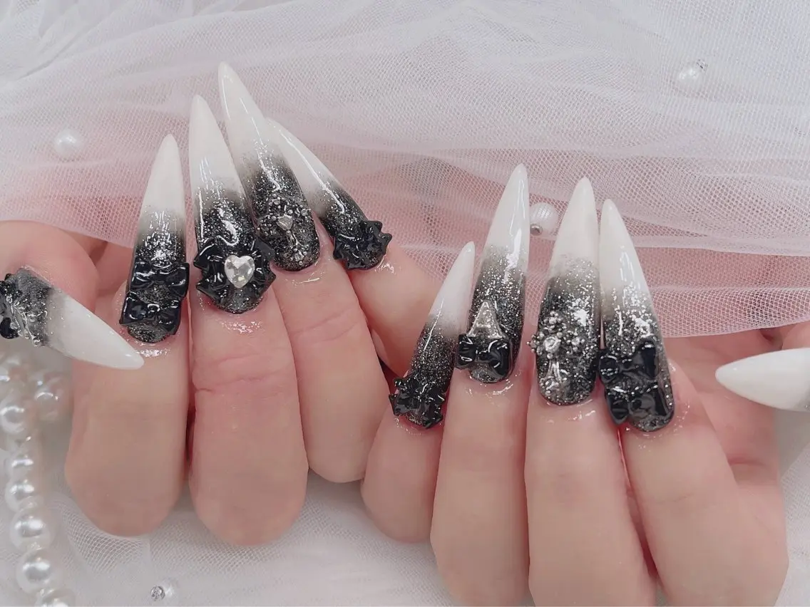 ネイル アートネイル 長さ出し ジェルネイル グラデーション マグネットネイル Mi nailsのネイルデザイン