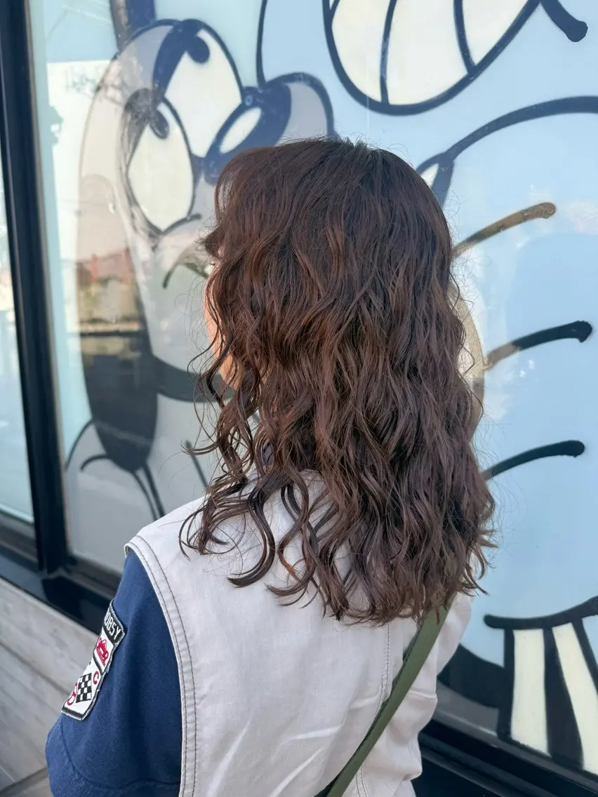 セミロング カット ヘアカラー パーマ トリートメント 🌿朝5分でお洒落 パーマスタイル🌿のヘアスタイル