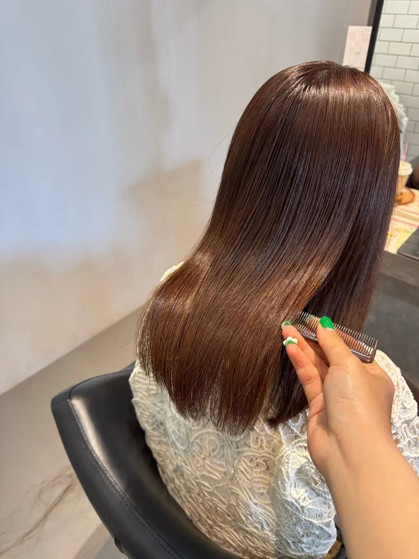 セミロング カラー ベージュカラー ピンクカラー ピンクベージュ カット ヘアカラー 髪質改善×艶カラー 🌼Haru🌼のヘアスタイル