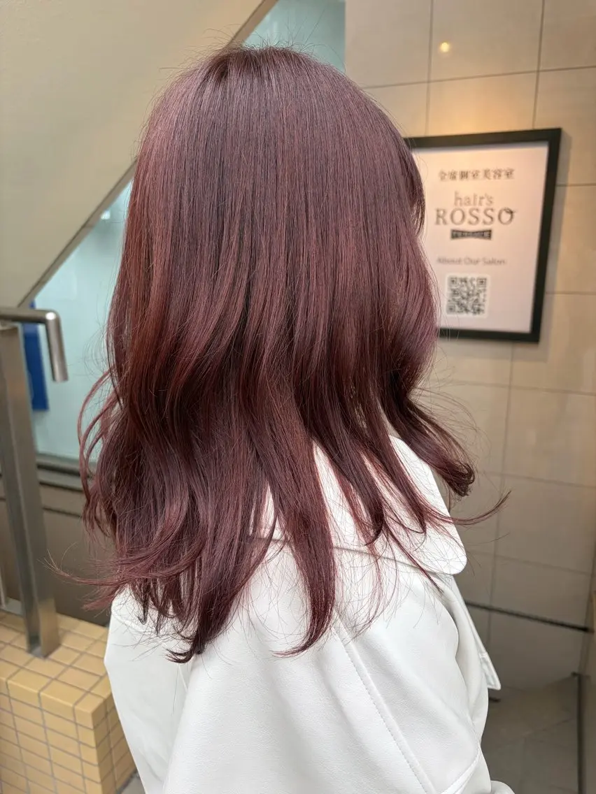 セミロング カラー ブラウンカラー ピンクカラー ピンクブラウン ストカール✨ デジタルパーマ✨植松のヘアスタイル